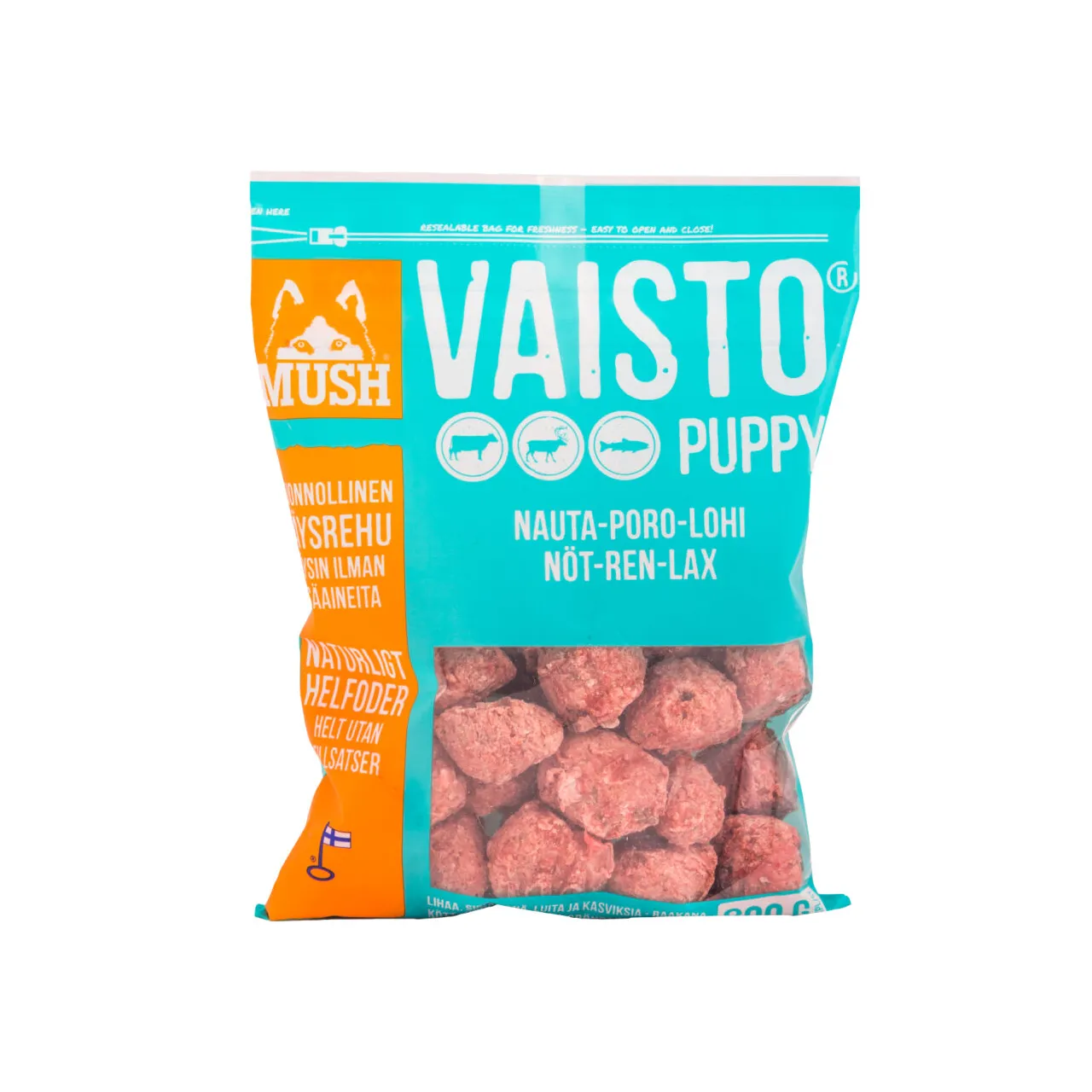 MUSH Vaisto Puppy isblå okse rensdyr laks 800 g til hvalpe